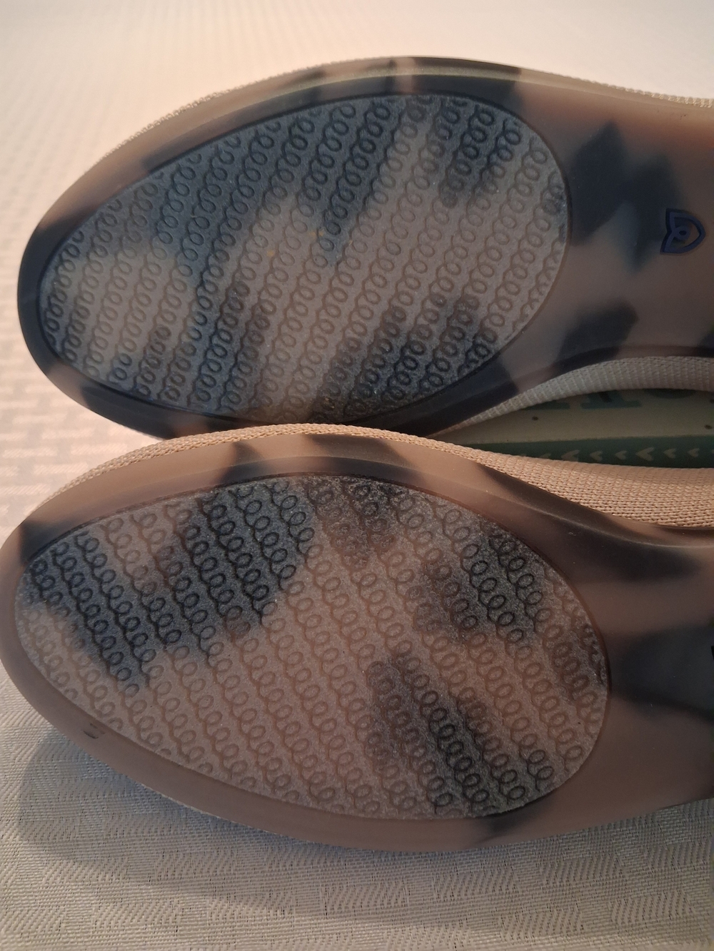 Rothy's Women's Beige Knit Ballet Flats with Navy Trim - Picture 9 of 13
